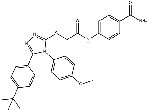 4-[({[5-(4-tert-butylphenyl)-4-(4-methoxyphenyl)-4H-1,2,4-triazol-3-yl]sulfanyl}acetyl)amino]benzamide 结构式