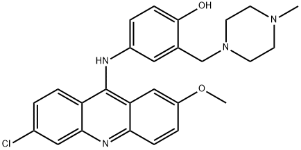 4-((6-氯-2-甲氧基吖啶-9-基)氨基)-2-((4-甲基哌嗪-1-基)甲基)苯酚 结构式
