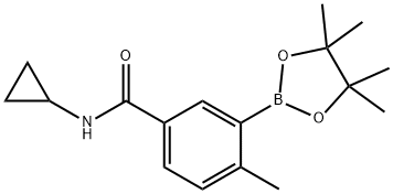 N-环丙基-4-甲基-3-(4,4,5,5-四甲基-1,3,2-二氧硼杂环戊烷-2-基)苯甲酰胺 结构式