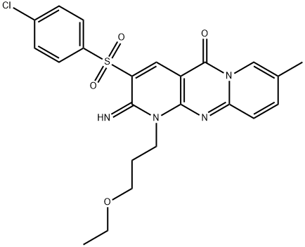 3-[(4-chlorophenyl)sulfonyl]-1-(3-ethoxypropyl)-2-imino-8-methyl-1,2-dihydro-5H-dipyrido[1,2-a:2,3-d]pyrimidin-5-one 结构式