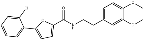 5-(2-chlorophenyl)-N-[2-(3,4-dimethoxyphenyl)ethyl]furan-2-carboxamide 结构式