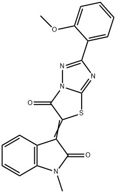 (3Z)-3-[2-(2-methoxyphenyl)-6-oxo[1,3]thiazolo[3,2-b][1,2,4]triazol-5(6H)-ylidene]-1-methyl-1,3-dihydro-2H-indol-2-one 结构式