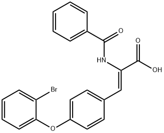 (2Z)-2-(benzoylamino)-3-[4-(2-bromophenoxy)phenyl]prop-2-enoic acid 结构式