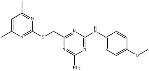 6-{[(4,6-dimethylpyrimidin-2-yl)sulfanyl]methyl}-N-(4-methoxyphenyl)-1,3,5-triazine-2,4-diamine 结构式