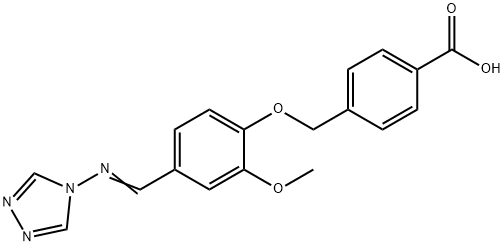 4-({2-methoxy-4-[(E)-(4H-1,2,4-triazol-4-ylimino)methyl]phenoxy}methyl)benzoic acid 结构式