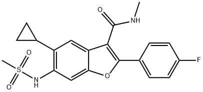 5-环丙基-2-(4-氟苯基)-N-甲基-6-(甲基磺酰氨基)苯并呋喃-3-甲酰胺 结构式