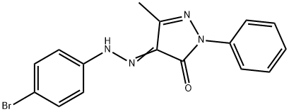 (4E)-4-[2-(4-bromophenyl)hydrazinylidene]-5-methyl-2-phenyl-2,4-dihydro-3H-pyrazol-3-one 结构式