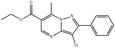 Ethyl 3-chloro-7-methyl-2-phenylpyrazolo[1,5-a]pyrimidine-6-carboxylate 结构式