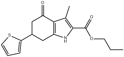 propyl 3-methyl-4-oxo-6-(thiophen-2-yl)-4,5,6,7-tetrahydro-1H-indole-2-carboxylate 结构式