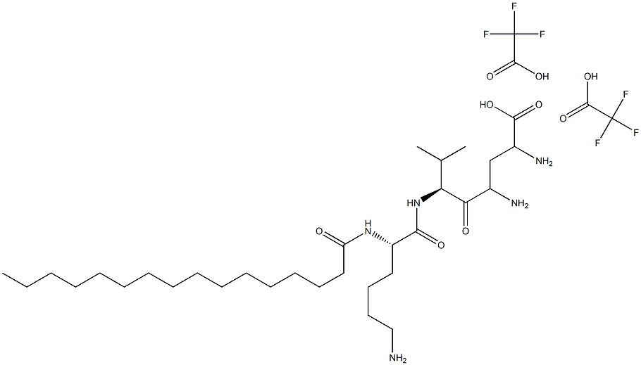 (2S)-N2-(1-Oxohexadecyl)-L-lysyl-L-valyl-2,4-diaminobutanoic acid bis(trifluoroacetate) 结构式