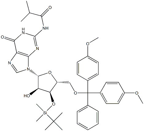 3'-DMTBS-5'-O-(4,4'-二甲氧基三苯甲基)- N2-异丁酰基酰基胞苷 结构式
