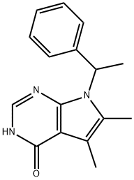 3,7-dihydro-5,6-dimethyl-7-(1-phenylethyl)-4H-Pyrrolo[2,3-d]pyrimidin-4-one 结构式