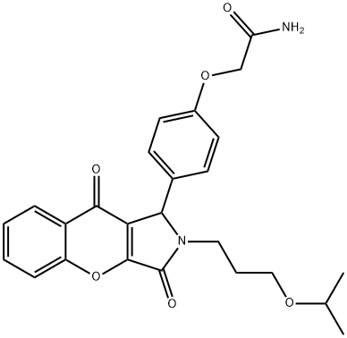 2-{4-[2-(3-isopropoxypropyl)-3,9-dioxo-1,2,3,9-tetrahydrochromeno[2,3-c]pyrrol-1-yl]phenoxy}acetamide 结构式