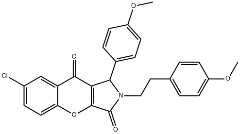 7-chloro-1-(4-methoxyphenyl)-2-[2-(4-methoxyphenyl)ethyl]-1,2-dihydrochromeno[2,3-c]pyrrole-3,9-dione 结构式