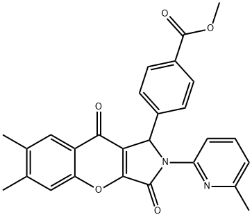 methyl 4-[6,7-dimethyl-2-(6-methylpyridin-2-yl)-3,9-dioxo-1,2,3,9-tetrahydrochromeno[2,3-c]pyrrol-1-yl]benzoate 结构式