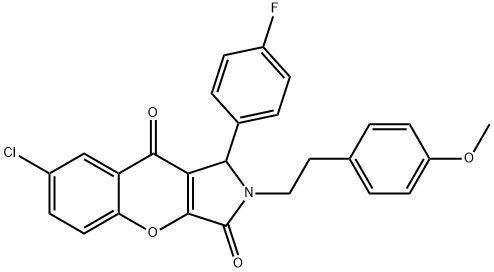 7-chloro-1-(4-fluorophenyl)-2-[2-(4-methoxyphenyl)ethyl]-1,2-dihydrochromeno[2,3-c]pyrrole-3,9-dione 结构式