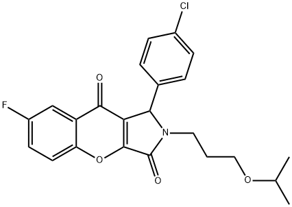 1-(4-chlorophenyl)-7-fluoro-2-(3-isopropoxypropyl)-1,2-dihydrochromeno[2,3-c]pyrrole-3,9-dione 结构式