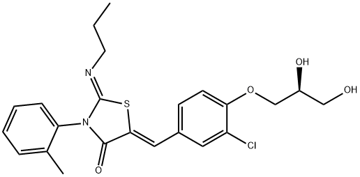 (2Z,5Z)-5-(3-氯-4 - ((S)-2,3-二羟基丙氧基)苯亚甲基)-2-(丙基亚氨基) 结构式