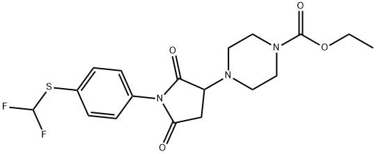 ethyl 4-(1-{4-[(difluoromethyl)sulfanyl]phenyl}-2,5-dioxo-3-pyrrolidinyl)-1-piperazinecarboxylate 结构式