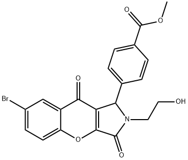 methyl 4-[7-bromo-2-(2-hydroxyethyl)-3,9-dioxo-1,2,3,9-tetrahydrochromeno[2,3-c]pyrrol-1-yl]benzoate 结构式