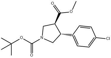(3S,4R)-4-(4-chlorophenyl)-1,3-pyrrolidinedicarboxylic acid 1-(1,1-dimethylethyl)3-methyl ester 结构式