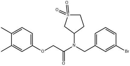 N-(3-bromobenzyl)-2-(3,4-dimethylphenoxy)-N-(1,1-dioxidotetrahydro-3-thienyl)acetamide 结构式