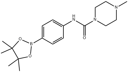 4-甲基-N-(4-(4,4,5,5-四甲基-1,3,2-二氧硼杂环戊烷-2-基)苯基)哌嗪-1-甲酰胺 结构式