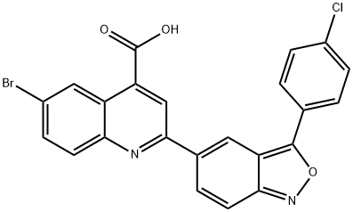 6-bromo-2-[3-(4-chlorophenyl)-2,1-benzoxazol-5-yl]quinoline-4-carboxylic acid 结构式