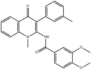 3,4-dimethoxy-N-[1-methyl-3-(3-methylphenyl)-4-oxo-1,4-dihydro-2-quinolinyl]benzamide 结构式