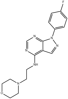 1-(4-fluorophenyl)-N-[2-(morpholin-4-yl)ethyl]-1H-pyrazolo[3,4-d]pyrimidin-4-amine 结构式
