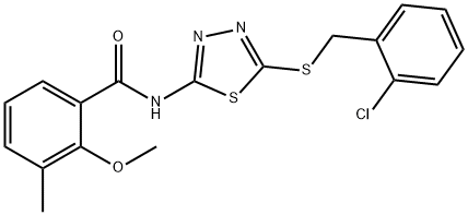 N-{5-[(2-chlorobenzyl)sulfanyl]-1,3,4-thiadiazol-2-yl}-2-methoxy-3-methylbenzamide 结构式