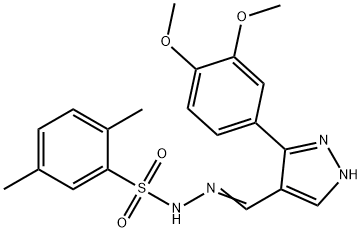 (Z)-N'-((3-(3,4-dimethoxyphenyl)-1H-pyrazol-4-yl)methylene)-2,5-dimethylbenzenesulfonohydrazide 结构式