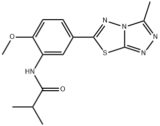 N-[2-methoxy-5-(3-methyl[1,2,4]triazolo[3,4-b][1,3,4]thiadiazol-6-yl)phenyl]-2-methylpropanamide 结构式