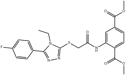 dimethyl 2-(2-((4-ethyl-5-(4-fluorophenyl)-4H-1,2,4-triazol-3-yl)thio)acetamido)terephthalate 结构式