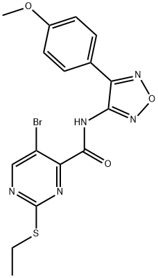5-bromo-2-(ethylsulfanyl)-N-[4-(4-methoxyphenyl)-1,2,5-oxadiazol-3-yl]-4-pyrimidinecarboxamide 结构式