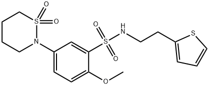 5-(1,1-dioxido-1,2-thiazinan-2-yl)-2-methoxy-N-[2-(2-thienyl)ethyl]benzenesulfonamide 结构式