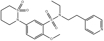 5-(1,1-dioxido-1,2-thiazinan-2-yl)-N-ethyl-2-methoxy-N-[2-(pyridin-4-yl)ethyl]benzenesulfonamide 结构式