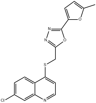 7-chloro-4-quinolinyl [5-(5-methyl-2-furyl)-1,3,4-oxadiazol-2-yl]methyl sulfide 结构式