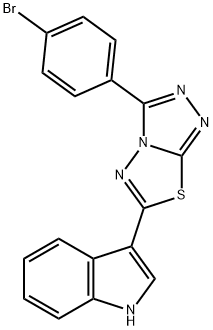 3-[3-(4-bromophenyl)[1,2,4]triazolo[3,4-b][1,3,4]thiadiazol-6-yl]-1H-indole 结构式