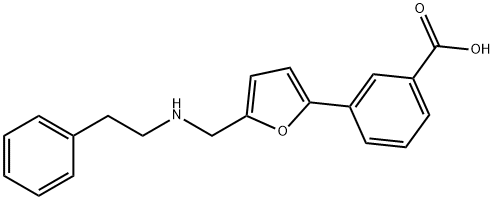 3-(5-{[(2-phenylethyl)amino]methyl}-2-furyl)benzoic acid 结构式