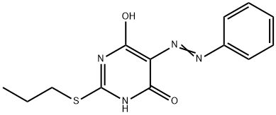 (E)-5-(苯基二)-2-(丙硫基)嘧啶-4,6-二醇 结构式