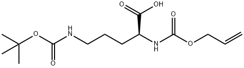 N5-[叔丁氧羰基]-N2-[烯丙氧羰基]-L-鸟氨酸 结构式