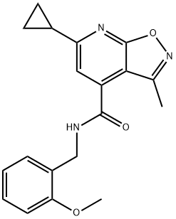 6-cyclopropyl-N-(2-methoxybenzyl)-3-methyl[1,2]oxazolo[5,4-b]pyridine-4-carboxamide 结构式