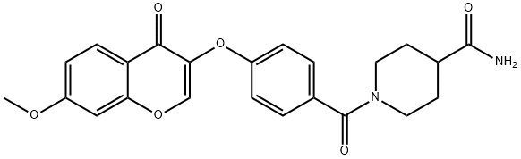 1-({4-[(7-methoxy-4-oxo-4H-chromen-3-yl)oxy]phenyl}carbonyl)piperidine-4-carboxamide 结构式