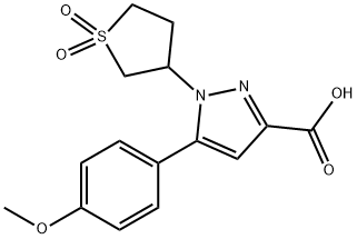 1-(1,1-dioxidotetrahydrothiophen-3-yl)-5-(4-methoxyphenyl)-1H-pyrazole-3-carboxylic acid 结构式