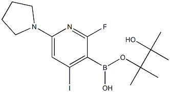 2-Fluoro-4-iodo-6-(pyrrolidin-1-yl)pyridine-3-boronic acid pinacol ester 结构式
