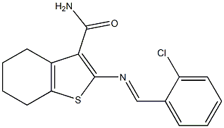 2-[(2-chlorobenzylidene)amino]-4,5,6,7-tetrahydro-1-benzothiophene-3-carboxamide 结构式