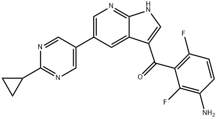 (3-氨基-2,6-二氟苯基)(5-(2-环丙基嘧啶-5-基)-1H-吡咯并[2,3-B]吡啶-3-基)甲酮 结构式