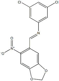 (3,5-dichlorophenyl)[(6-nitro-1,3-benzodioxol-5-yl)methylene]amine 结构式