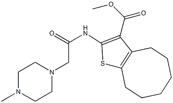 methyl 2-(2-(4-methylpiperazin-1-yl)acetamido)-4,5,6,7,8,9-hexahydrocycloocta[b]thiophene-3-carboxylate 结构式